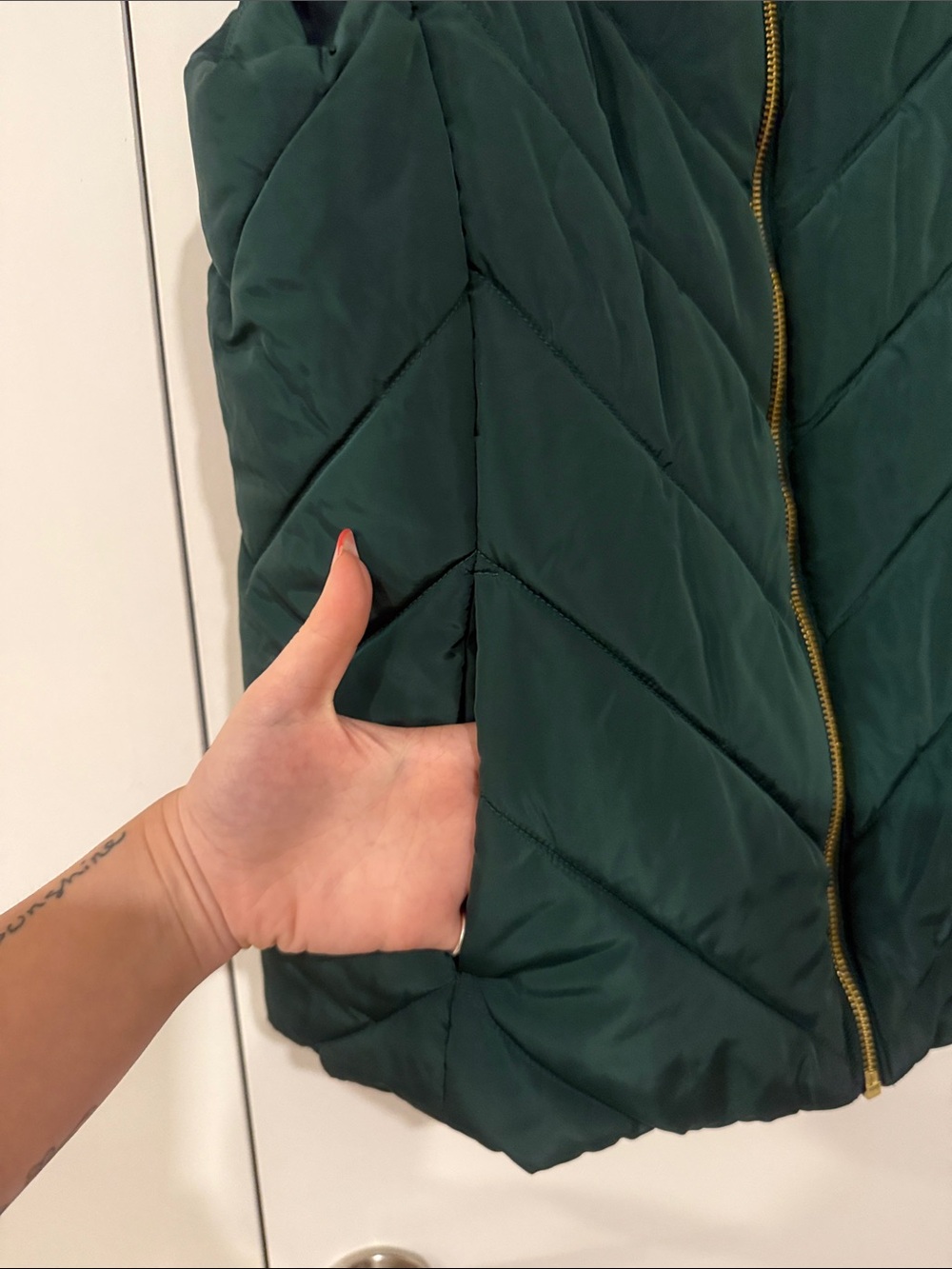 Michael Kors Forest Green Quilted Puffer Vest with Gold Hardware - Picture 6 of 9